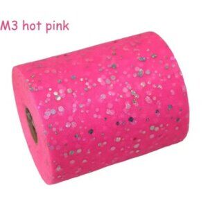 Sequin Dot Tulle - 6" x 100 FT - HOT PINK